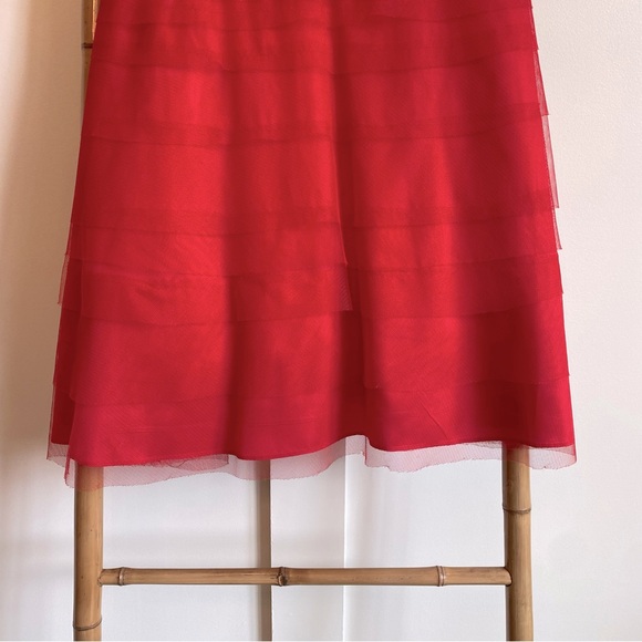 Red gauze Adrianna Papell Strapless Mini Dress size 8 Semi formal  Homecoming - Picture 2 of 6